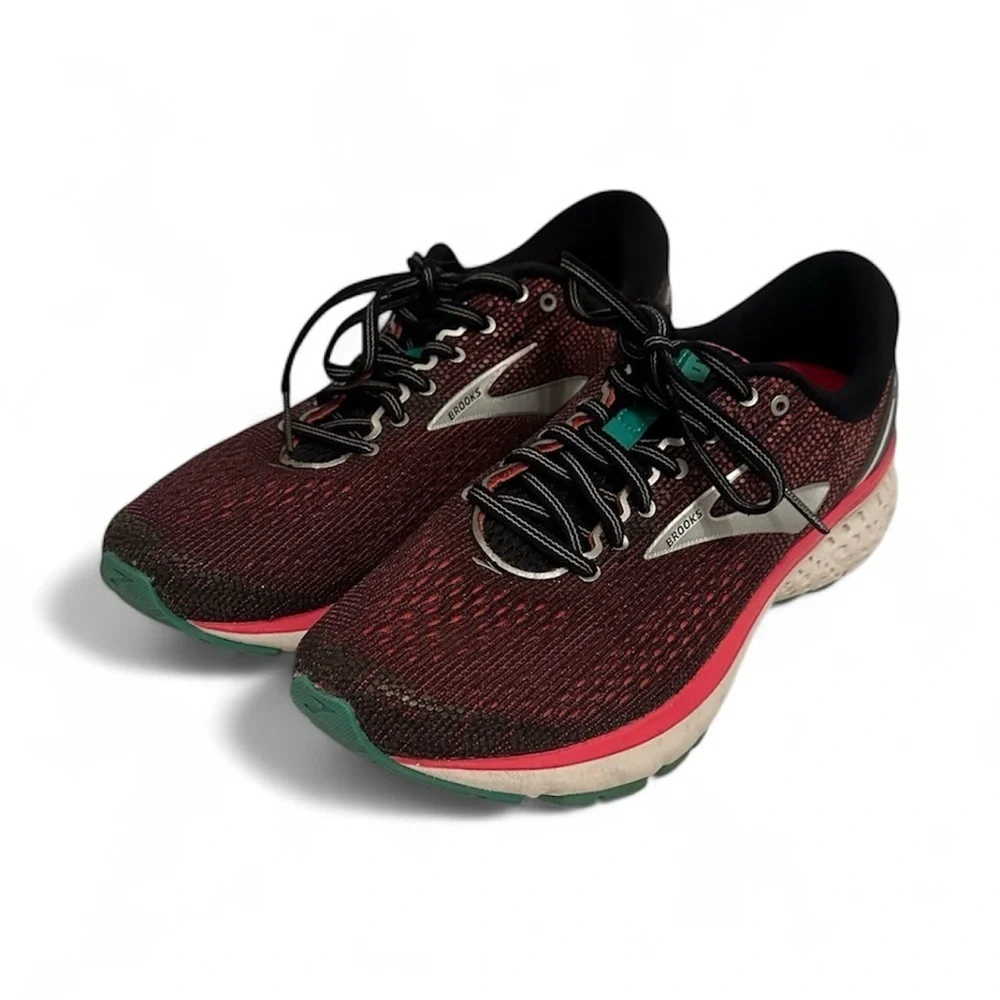 Brooks Womens Ghost 11 1202771B017 Red Black Running Shoes Lace Up Size 11